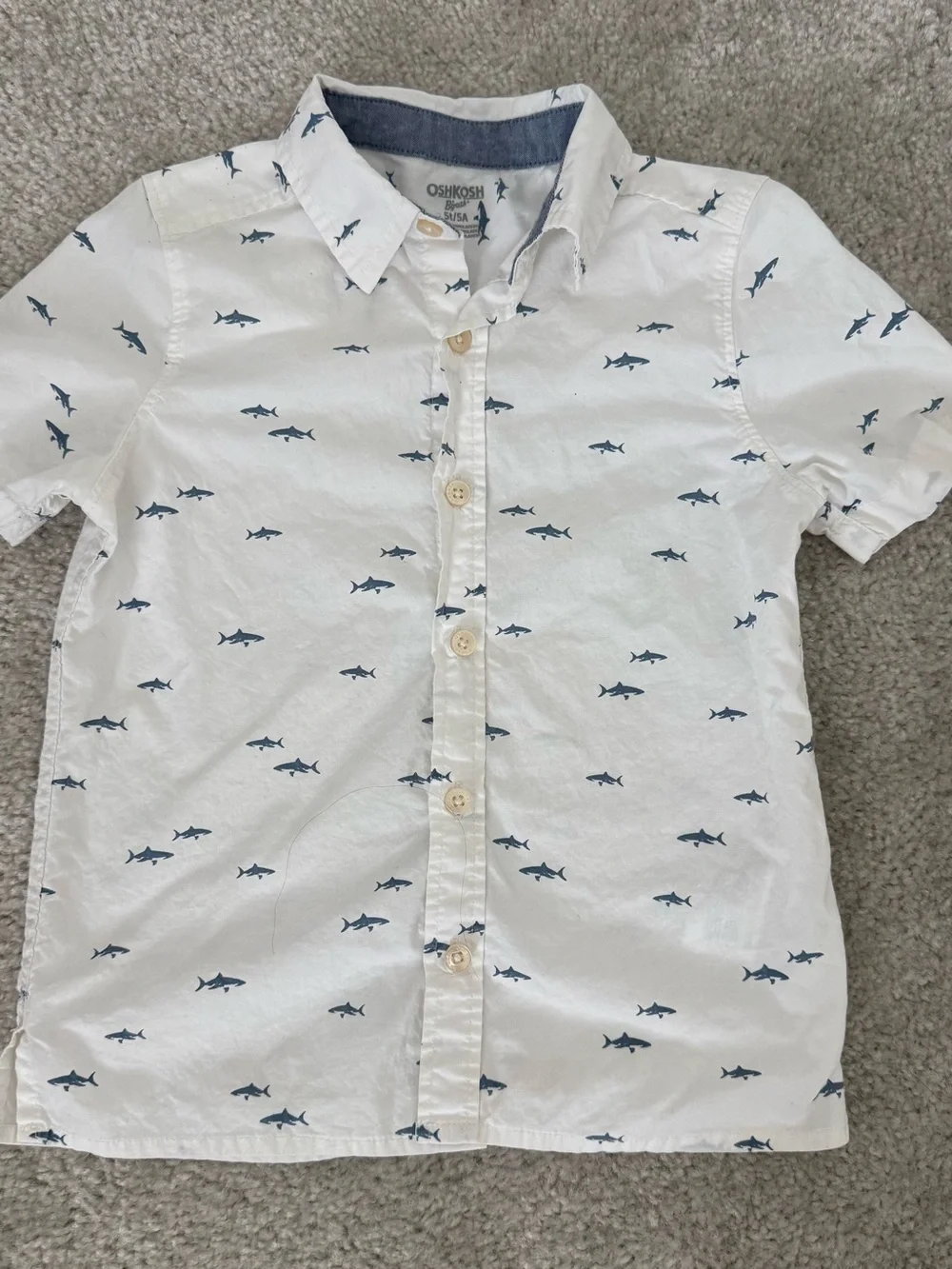 OshKosh B'gosh White Short-Sleeve Shark Print Shirt